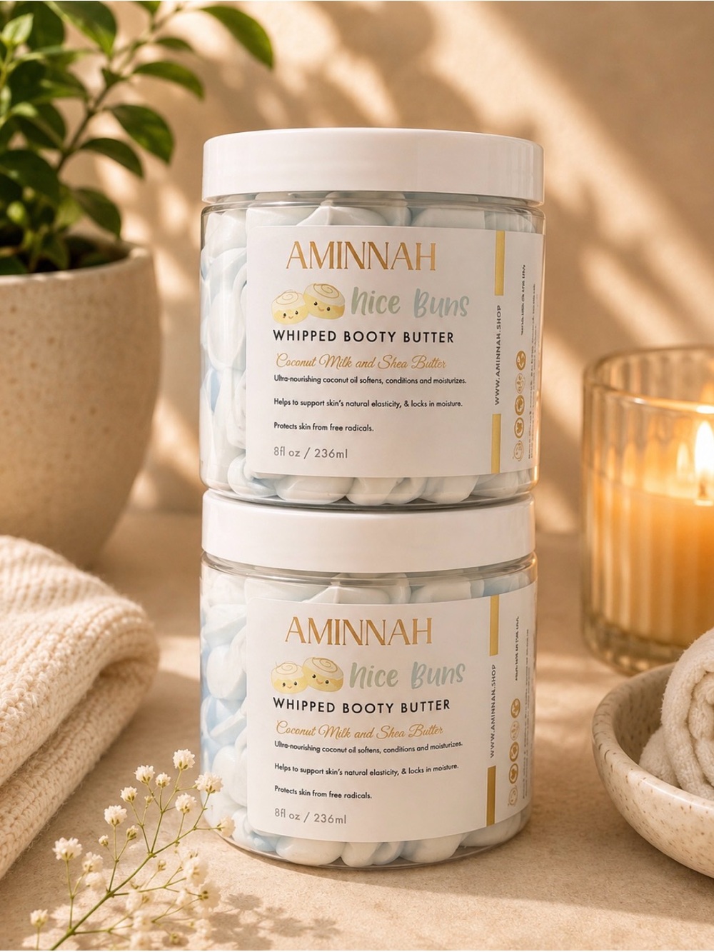 AMINNAH (NWT) Nice Buns Whipped Booty Butter — Set of 2